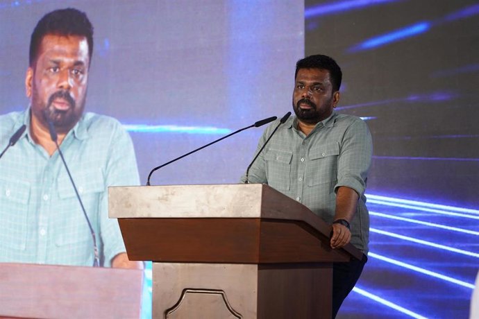 Archivo - El presidente de Sri Lanka, Anura Kumara Dissanayake, durante un discurso en Colombo en septiembre de 2025 (archivo)