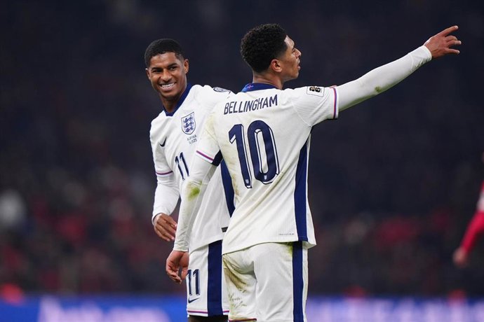 Archivo - Marcus Rashford y Jude Bellingham con Inglaterra
