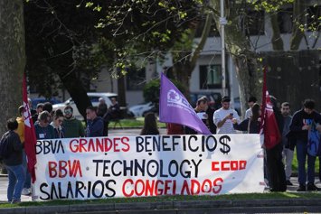 Movilización de trabajadores de BBVA Technology en Bilbao