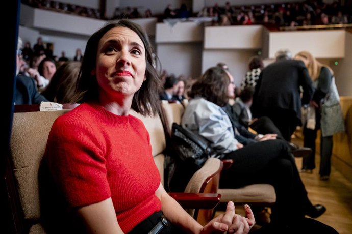 La eurodiputada de  Podemos, Irene Montero, durante el acto de reconocimiento a 53 mujeres víctimas del Patronato de la Mujer, en el Auditorio Nacional, a 20 de marzo de 2026, en Madrid (España). El acto ha sido organizado por los los ministerios de Polít