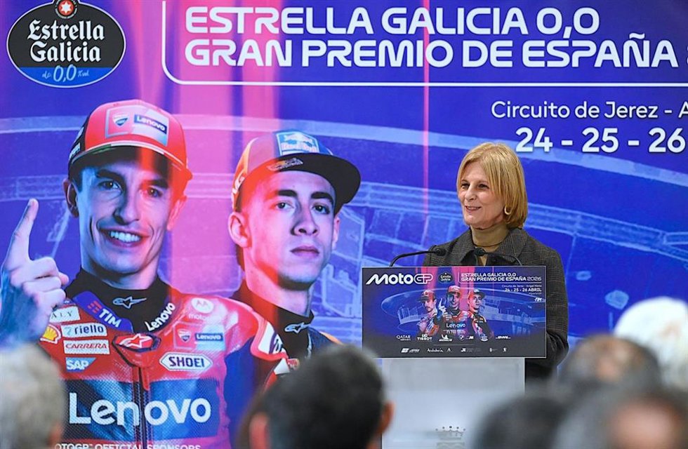 La alcaldesa de Jerez, María José García-Pelayo, presentando la programación para el Gran Premio de España de este año.