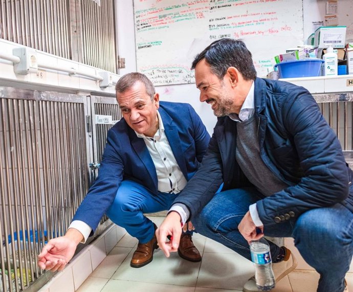 El consejero de Sector Primario y Bienestar Animal del Cabildo, Valentín González, acompañado del vicepresidente insular Lope Afonso