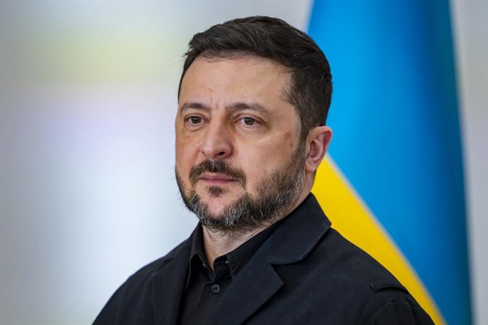 18 de março de 2026, Madri, Espanha: O presidente ucraniano Volodymyr Zelensky é visto durante sua visita oficial à sede do governo espanhol no Palácio de la Moncloa.