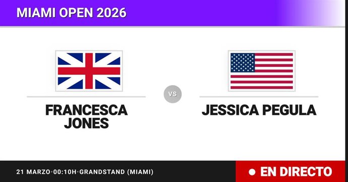 Francesca Jones - Jessica Pegula: resumen y estadísticas del partido de Treintaidosavos de final de Miami Open