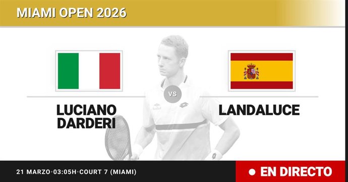 Luciano Darderi - Martin Landaluce: resumen y estadísticas del partido de Treintaidosavos de final de Miami Open