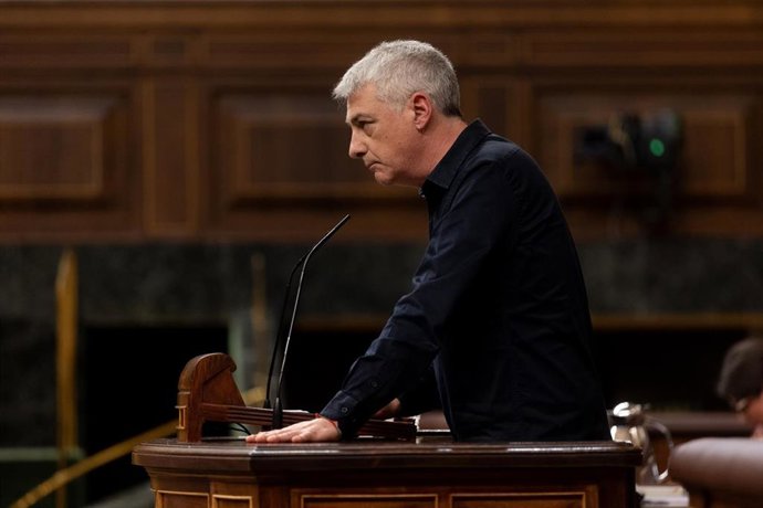 El diputado de EH Bildu Oskar Matute interviene durante una sesión plenaria en el Congreso