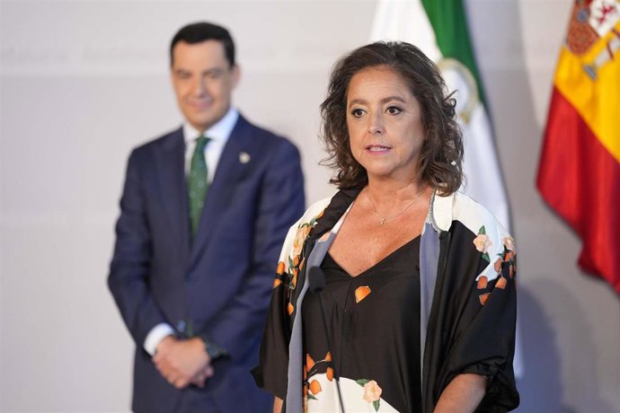 Archivo - La consejera de Sostenibilidad y Medio Ambiente, Catalina García, durante la toma de posesión de los nuevos consejeros  de la Junta de Andalucía en el Palacio de San Telmo, a 30 de julio de 2024 en Sevilla (Andalucía, España). (Foto de archivo).