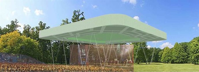 Recreación de cómo quedará el nuevo quiosco del parque de la Aljafería.