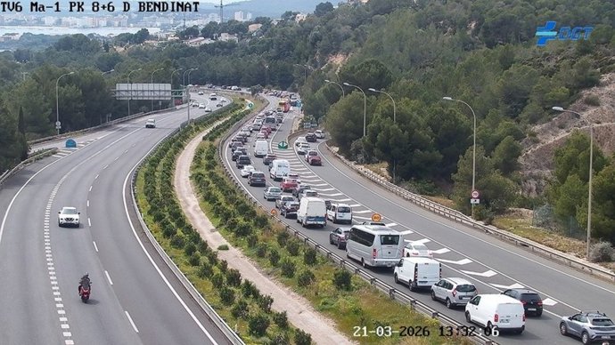 El cierre de un tramo de la autopista de Andratx provoca retenciones kilométricas