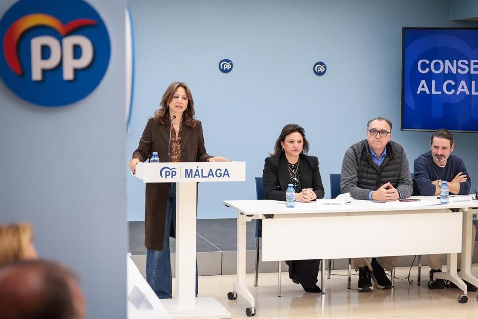 La presidenta del PP de Málaga, Patricia Navarro, durante su intervención en el Consejo de Alcaldes del PP