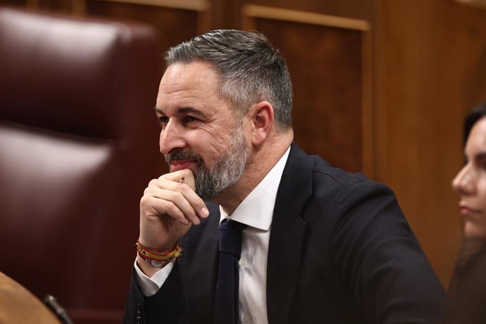 Archivo - El presidente de VOX, Santiago Abascal, en una sesión de control al Gobierno , en el Congreso de los Diputados, a 11 de febrero de 2026, en Madrid (España). El pleno acoge el primer cara a cara del año entre el líder de la oposición y el preside