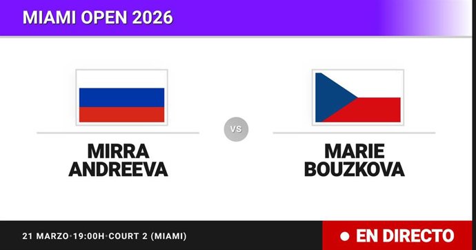 Mirra Andreeva - Marie Bouzkova: resumen y estadísticas del partido de Dieciseisavos de final de Miami Open