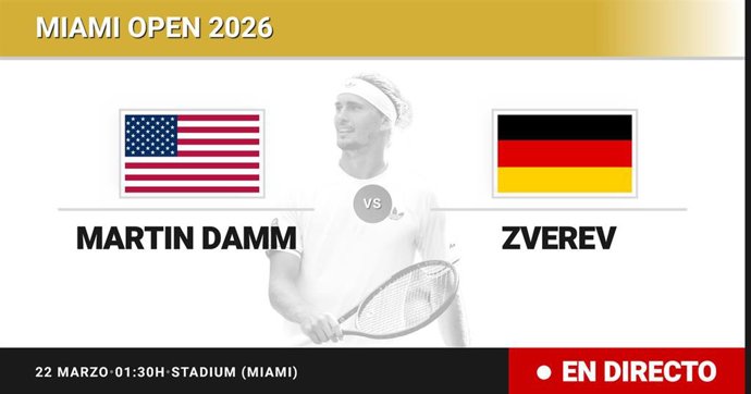 Martin Damm - Alexander Zverev: resumen y estadísticas del partido de Treintaidosavos de final de Miami Open