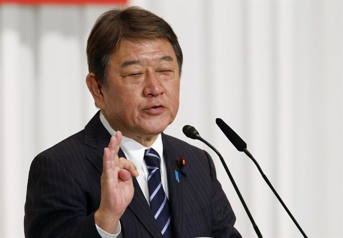 Archivo - September 22, 2025, Tokyo, Tokyo, Japan: Former Foreign Minister Toshimitsu Motegi delivers a speech at the kick-off of the campaign for the LDP presidential election in Tokyo, Japan, 22 September 2025. Five lawmakers are running for the ruling 
