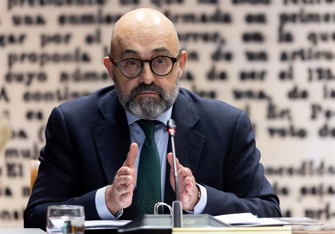 Archivo - El presidente de Adif, Luis Pedro Marco de la Peña, durante su comparecencia ante la Comisión de Investigación sobre el apagón, en el Senado, a 3 de febrero de 2026, en Madrid (España). Marco de la Peña comparece en el marco de la comisión que i