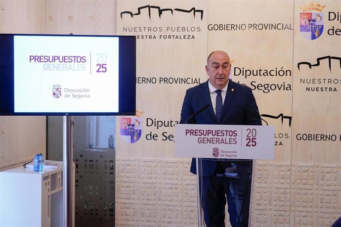 Miguel Ángel de Vicente durante su intervención en la Diputación de Segovia sobre  el Remanente de Tesorería tras la liquidación del Presupuesto de 2025.