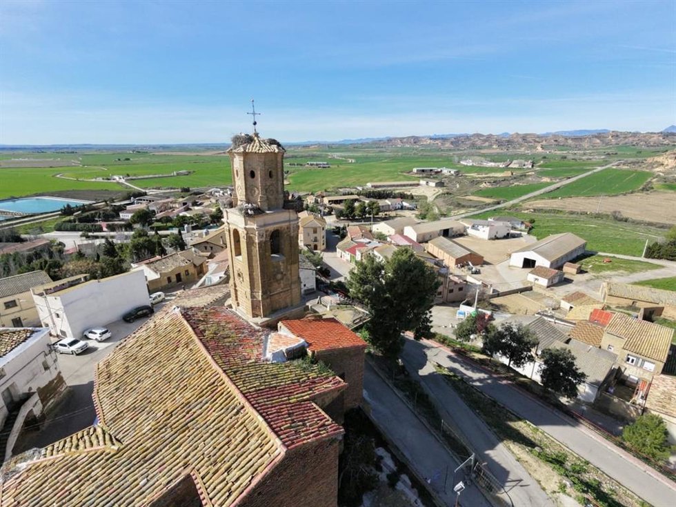 Vista aérea de la iglesia de Tramaced.