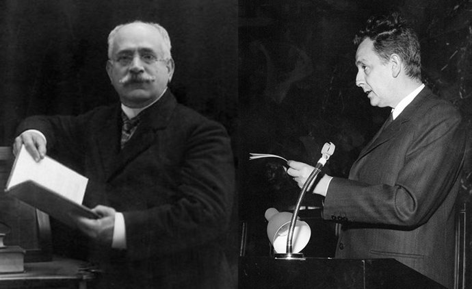 Archivo - Zoel García de Galdeano y Yanguas (izq.) y José Javier Etayo Miqueo, matemáticos navarros.