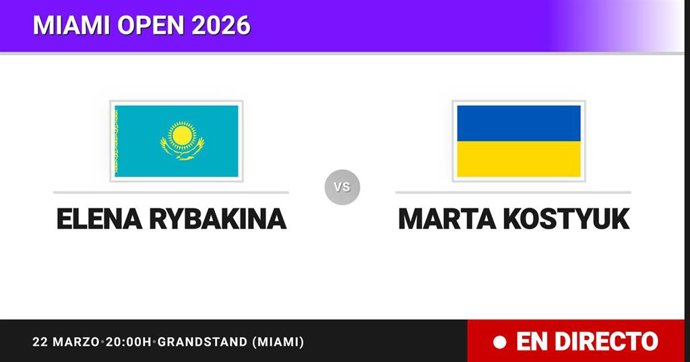 Elena Rybakina - Marta Kostyuk: resumen y estadísticas del partido de Dieciseisavos de final de Miami Open