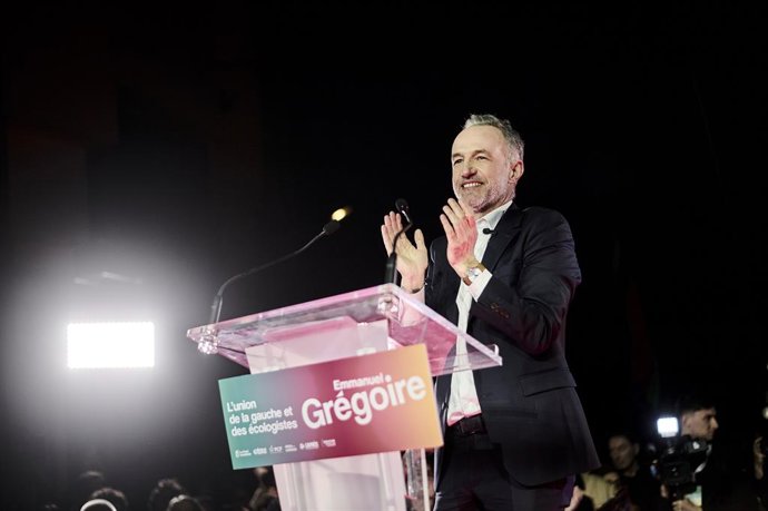 March 20, 2026, Paris, France: Socialist candidate for Mayor of Paris Emmanuel Gregoire speaks during a rally held in Paris on March 20, 2026, between the two rounds of France 2026 municipal elections.