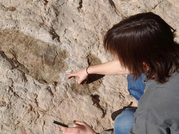 Una huella hallada en el yacimiento de El Castellar.