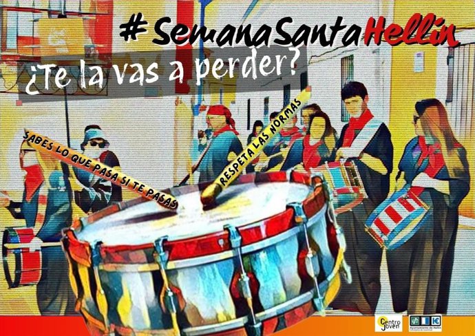 Cartel de la campaña de la Concejalía de Juventud de Hellín para la Semana Santa.