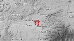 Terremoto de 1,6 mbLg a 0 kms de profundidad en la ciudad granadina de Atarfe a las 0,07 del lunes, 23 de marzo, con intensidad III.