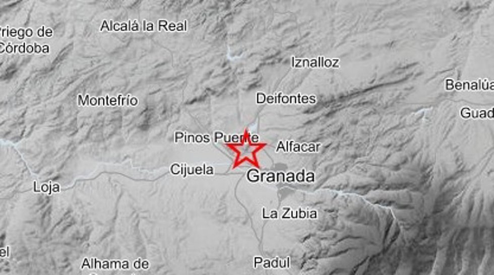 Terremoto de 1,6 mbLg a 0 kms de profundidad en la ciudad granadina de Atarfe a las 0,07 del lunes, 23 de marzo, con intensidad III.