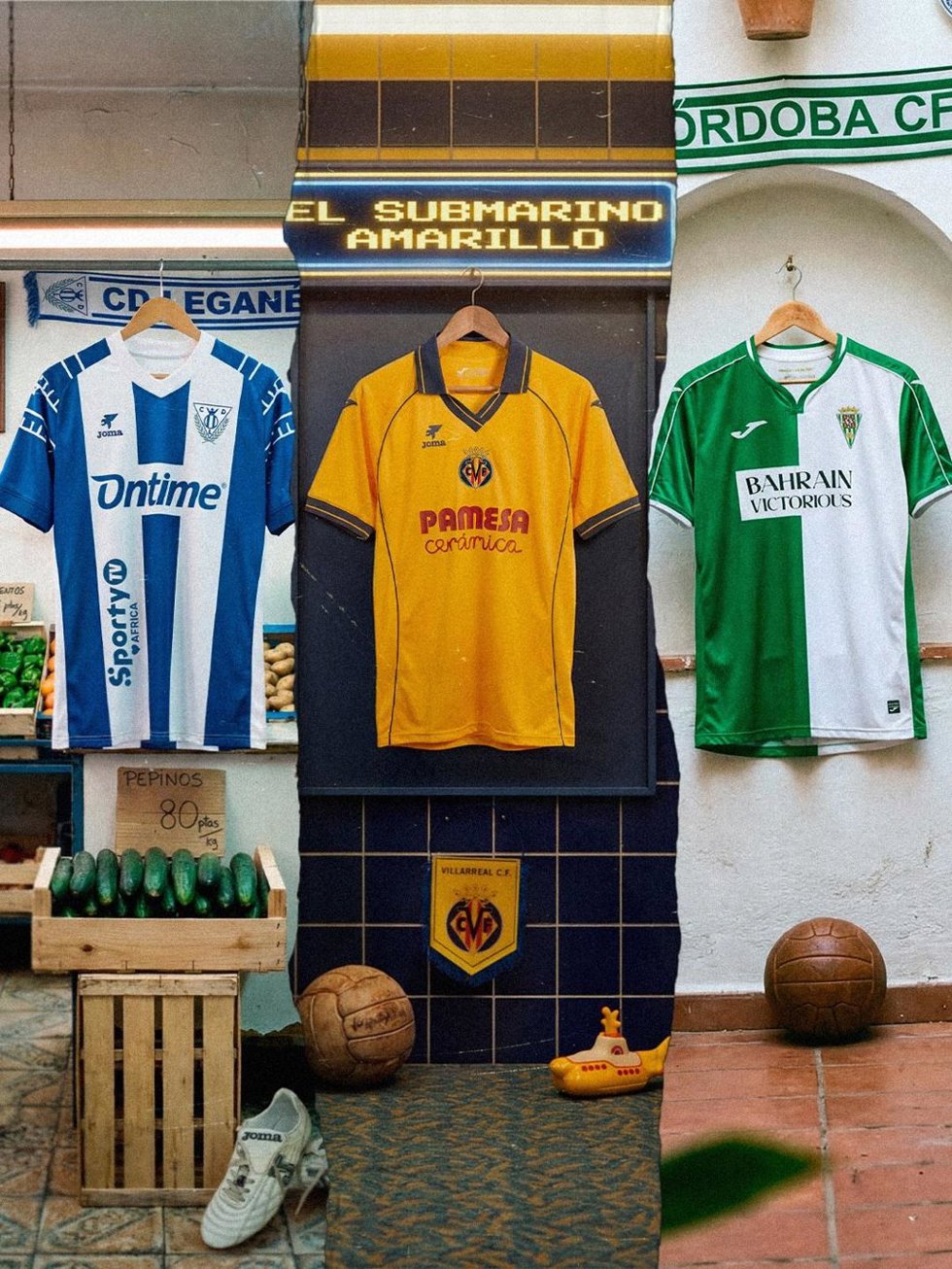 Joma reinterpreta las camisetas de Villarreal, Leganés y Córdoba para la primera Jornada Retro de LaLiga.