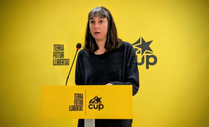 La portavoz de la CUP, Su Moreno, en rueda de prensa