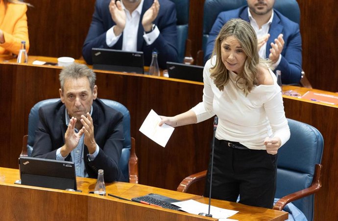 Archivo - La portavoz del PSOE en la Asamblea, Mar Espinar, durante un pleno en la Asamblea de Madrid, a 16 de octubre de 2025, en Madrid (España). 