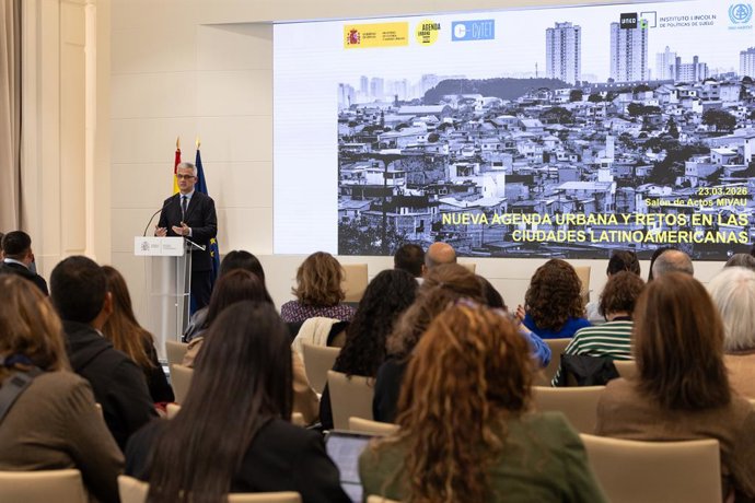 El secretario de Estado de Vivienda, David Lucas, en la jornada 'Nueva Agenda Urbana y Retos en las Ciudades Latinoamericanas'.