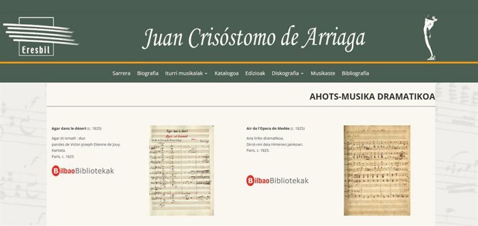 Juan Crisostomo Arriagaren omenezko webgunea