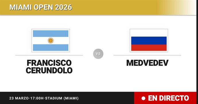 Francisco Cerundolo - Daniil Medvedev: resumen y estadísticas del partido de Dieciseisavos de final de Miami Open