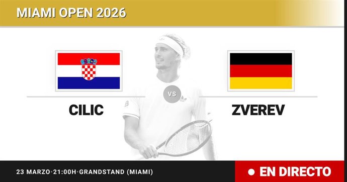 Marin Cilic - Alexander Zverev: resumen y estadísticas del partido de Dieciseisavos de final de Miami Open