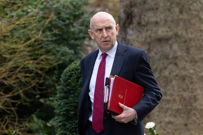 March 3, 2026, London, England, United Kingdom: JOHN HEALEY, UK Defence Secretary, arrives at Downing Street for a weekly Cabinet Meeting.