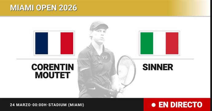 Corentin Moutet - Jannik Sinner: resumen y estadísticas del partido de Dieciseisavos de final de Miami Open