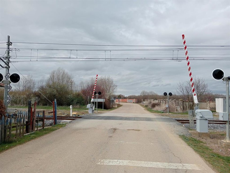 Paso a nivel en la provincia de Palencia.