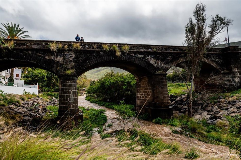 Efectos de la borrasca ‘Therese’ en Agaete, a 21 de marzo de 2026, en Gran Canaria, Canarias (España). La borrasca 'Therese' vuelve a afectar especialmente a las islas Canarias este domingo, a las que amenaza con la posibilidad de tormenta y granizo y que