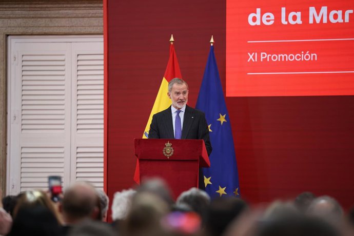 El Rey Felipe VI durante la reunión del patronato de honor de la Fundación Foro de Marcas Renombradas Españolas, en el Palacio Real de El Pardo, a 24 de marzo de 2026, en Madrid (España). El Foro de Marcas Renombradas Españolas (FMRE), fundado en 1999, es