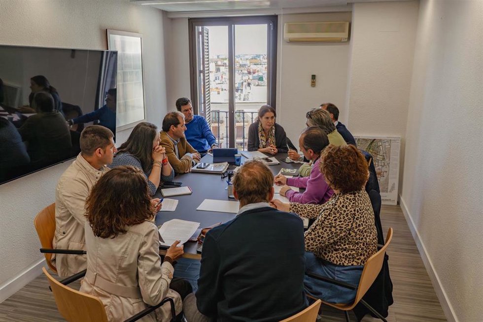 Reunión de Sevilla Activa con responsables de municipios gestores de VPO para abordar las leyes de vivienda.