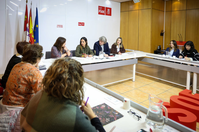 El PSOE CyL en una reunión con representantes de colectivos feministas.