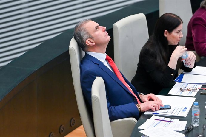 El exportavoz de Vox en el Ayuntamiento, Javier Ortega Smith, durante una sesión ordinaria del Pleno del Ayuntamiento de Madrid