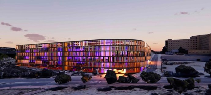 Archivo - Recreación del aparcamiento en altura para el Hospital Universitario Torrecárdenas de Almería.