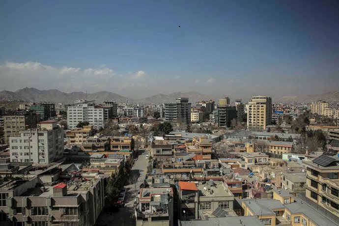 27 February 2026, Afghanistan, Kabul: A general view of residential and commercial buildings in Kabul. Photo: Stringer/dpa