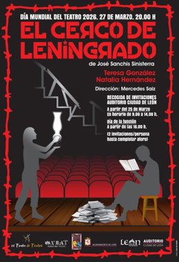 Cartel del 'El cerco de Leningrado', que se escenificará en el Auditorio de León este viernes con motivo del Día Mundial del Teatro.
