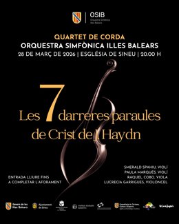 Un cuarteto de cuerda de la Orquesta Sinfónica de Baleares interpretará un concierto en iglesia de Sineu