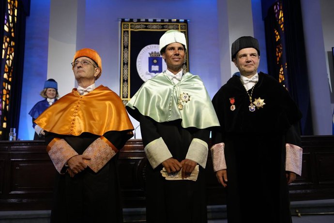 Rafael Nadal durante a cerimônia de nomeação de Rafael Nadal como Doutor Honoris Causa pela Universidade Politécnica de Madri, realizada na Reitoria da universidade em 24 de março de 2026, em Madri, Espanha.