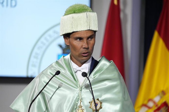 Rafa Nadal durante su investidura como doctor honoris causa por la Universidad Politécnica de Madrid (UPM)
