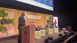 El secretario de Estado de Vivienda y Agenda Urbana, David Lucas, en la inauguración de Rebuild 2026.